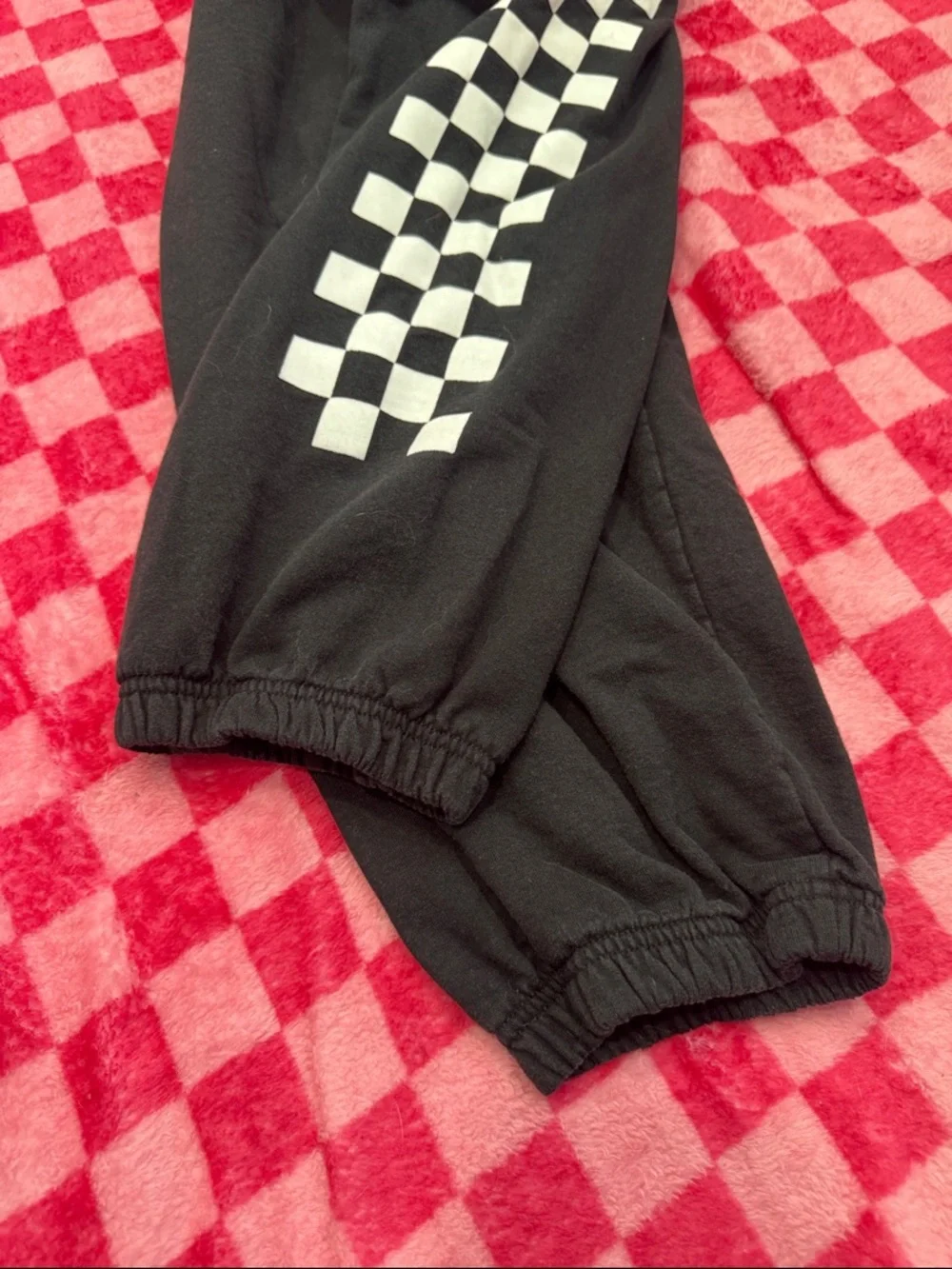 Sub_Urban Riot Black Joggers with White Checker Stripe - Picture 4 of 5